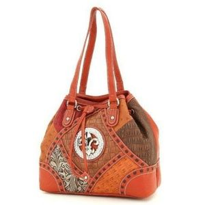 Fleur De Lis Bag Croco Western Rhinestone Handbag